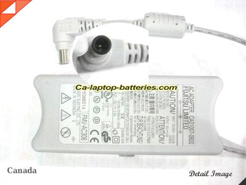  image of FUJITSU 1510 ac adapter, 16V 2.5A 1510 Notebook Power ac adapter FUJITSU16V2.5A40W-GREY-6.5x4.0mm