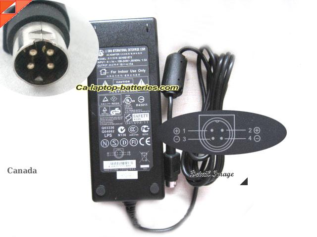  image of LI SHIN 0219B1875 ac adapter, 18V 4.17A 0219B1875 Notebook Power ac adapter LS18V4.17A75W-4PIN