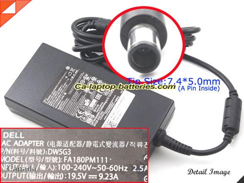  image of DELL DA180PM1 ac adapter, 19.5V 9.23A DA180PM1 Notebook Power ac adapter DELL19.5V9.23A180W-7.4x5.0mm