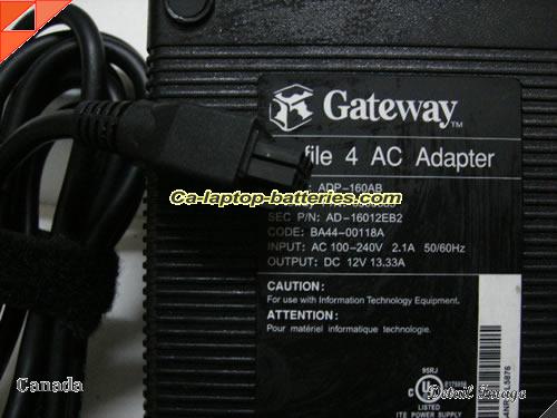 GATEWAY PROFILE 4 adapter, 12V 13.33A PROFILE 4 laptop computer ac adaptor, GATEWAY12V13.33A160W-6PIN