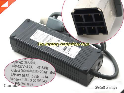  image of MICROSOFT S50103243 ac adapter, 12V 16.5A S50103243 Notebook Power ac adapter MICROSOFT12V16.5A198W-100-127V-6holes