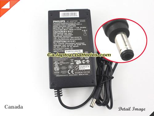 PHILIPS 234E5 adapter, 19V 2.37A 234E5 laptop computer ac adaptor, PHILIPS19V2.37A45W-5.5x2.5mm