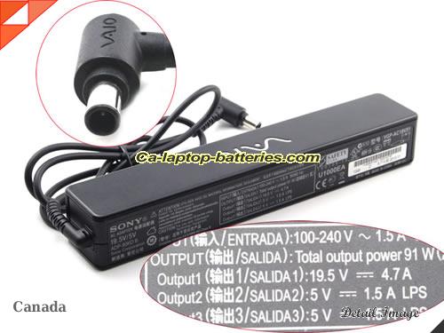 SONY VGN-FS adapter, 19.5V 4.7A VGN-FS laptop computer ac adaptor, SONY19.5V4.7A-long-5V-2USB