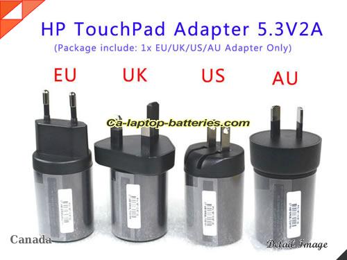 HP TOUCHPAD NORTH AMERICAN POWER adapter, 5.3V 2A TOUCHPAD NORTH AMERICAN POWER laptop computer ac adaptor, HP5.3V2A