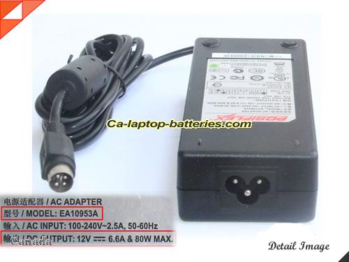  image of POSIFLEX EA10953A ac adapter, 12V 6.6A EA10953A Notebook Power ac adapter POSIFLEX12V6.6A80W-4Pin