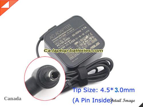 ASUS 19V 3.42A  Notebook ac adapter, ASUS19V3.42A-4.5x3.0mm-SQ