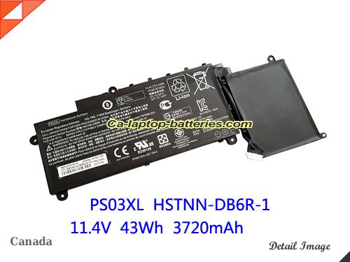 HP ps03xl Battery 3720mAh, 43Wh  11.4V Black Li-ion