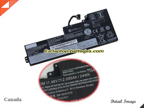 Genuine LENOVO ThinkPad T470 Battery For laptop 24Wh, 2.095Ah, 11.46V,  , Li-ion