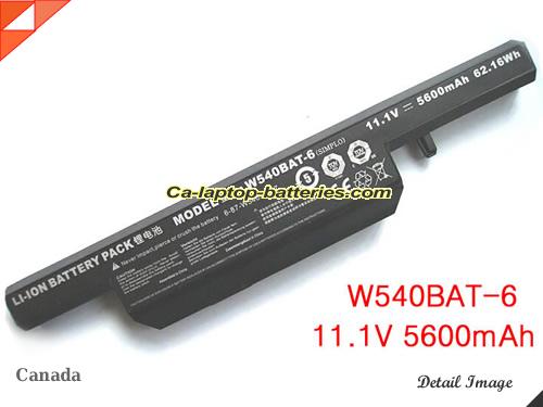 Genuine CLEVO W540SU Battery For laptop 5600mAh, 62.16Wh , 11.1V, Black , Li-ion