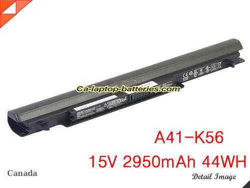Genuine ASUS K56CB-XX306H Battery For laptop 2950mAh, 44Wh , 15V, Black , Li-ion