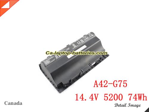 Genuine ASUS G75vw-t1443h Battery For laptop 5200mAh, 74Wh , 14.4V, Black , Li-ion