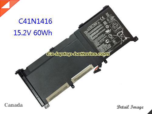 Genuine ASUS UX501JWDS71T Battery For laptop 4400mAh, 60Wh , 15.2V, Black , Li-ion