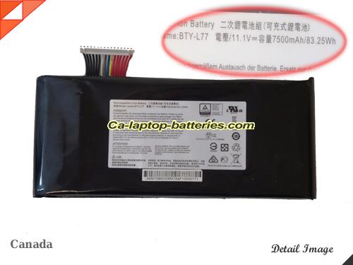 Genuine MSI WT72 2OM-1047 Battery For laptop 7500mAh, 83.25Wh , 11.1V, Black , Li-ion