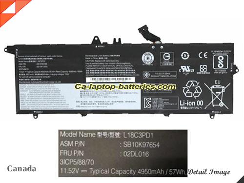 LENOVO L18C3PD1 Battery 4950mAh, 57Wh  11.52V Black Li-Polymer