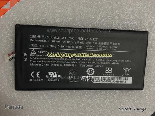 ACER A1-713HD Iconia Replacement Battery 3400mAh, 12.92Wh  3.8V Black Li-Polymer