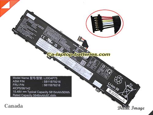 Genuine LENOVO ThinkPad P1 G4 20Y3003MUS Battery For laptop 5815mAh, 90Wh , 15.48V, Black , Li-Polymer