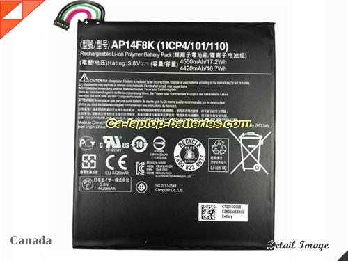 Genuine ACER Iconia A1-840 Battery For laptop 4550mAh, 17.2Wh , 3.8V, Black , Li-ion