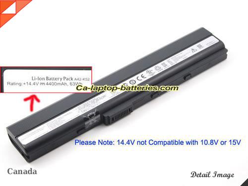 ASUS A52 Replacement Battery 4400mAh, 63Wh  14.4V Black Li-ion