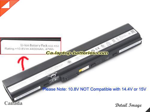 Genuine ASUS A52JK Battery For laptop 4400mAh, 10.8V, Black , Li-ion