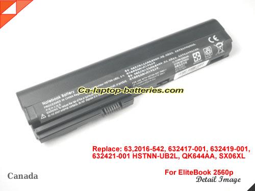 HP EliteBook 2560p series Replacement Battery 5200mAh 11.1V Black Li-ion