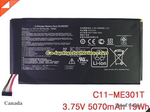 Genuine ASUS ASUS MeMo Pad 10 Smart ME301T tablet Battery For laptop 5070mAh, 19Wh , 3.75V, Black , Li-Polymer