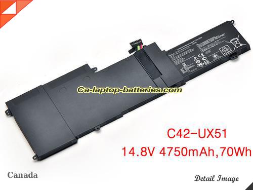 Genuine ASUS Zenbook UX51VZ Battery For laptop 4750mAh, 70Wh , 14.8V, Black , Li-Polymer