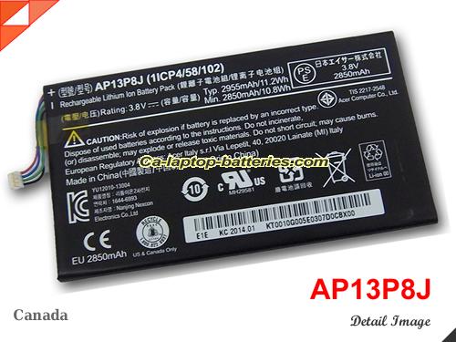 ACER AP13P8J Battery 2955mAh, 11.2Wh  3.8V Black Li-ion