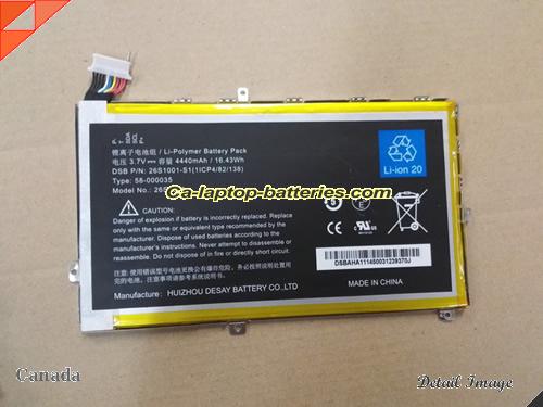 AMAZON 58-000035 Battery 4440mAh, 16.43Wh  3.7V Black Li-Polymer