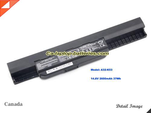 Genuine ASUS K53E-BBR3 Battery For laptop 2600mAh, 37Wh , 14.8V, Black , Li-ion
