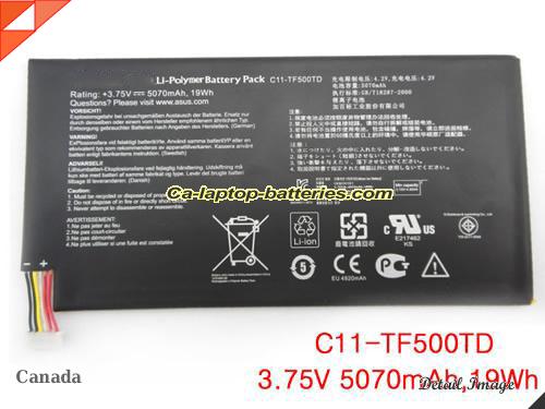 Genuine ASUS CllTF500TD Laptop Computer Battery C11-TF500TD Li-ion 5070mAh, 19Wh Black In Canada 
