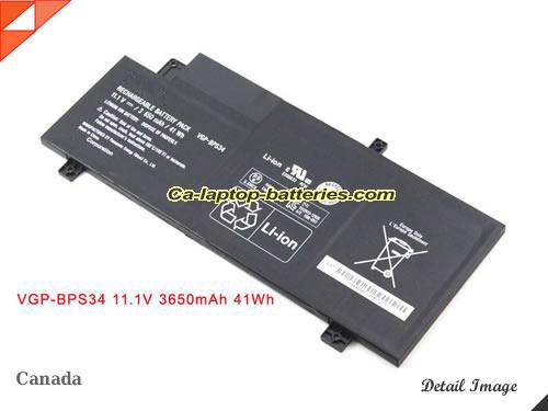 Genuine SONY VGP-BPS34 Laptop Computer Battery SVF15A1C5E Li-ion 3650mAh, 41Wh Black In Canada 