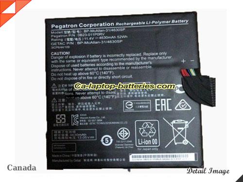 Replacement ACER 2ICP6/44/109-2 Laptop Computer Battery OB23-011NORV Li-ion 4630mAh, 52Wh Black In Canada 