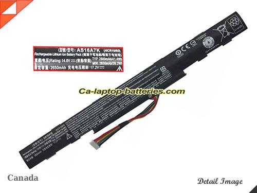 Genuine ACER AS16A8K Laptop Computer Battery AS16A5K Li-ion 2800mAh, 41.4Wh Black In Canada 