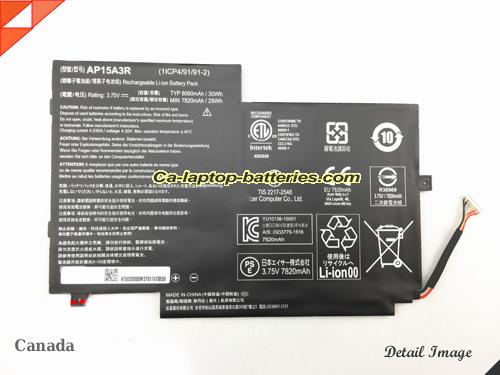 Genuine ACER AP15A3R Laptop Computer Battery KT.00203.009 Li-ion 8060mAh, 30Wh Black In Canada 