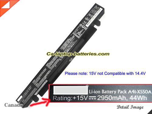 Genuine ASUS X550A Laptop Computer Battery A41-X550A Li-ion 2950mAh, 44Wh Black In Canada 