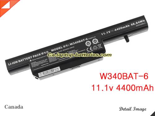 Replacement CLEVO 687W345S4271 Laptop Computer Battery W340BAT6 Li-ion 4400mAh, 48.84Wh Black In Canada 