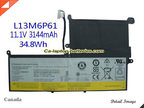 Genuine LENOVO L13M6P61 Laptop Computer Battery LI3M6P61 Li-ion 3140mAh, 34.8Wh Black In Canada 