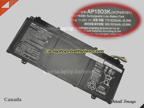 Genuine ACER AP1503K Laptop Computer Battery AP15O3K Li-ion 4030mAh, 45.3Wh Black In Canada 