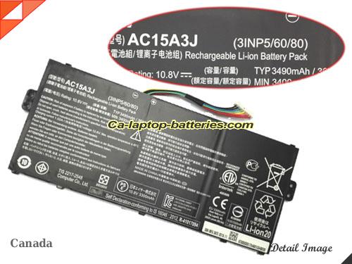 Genuine ACER AC15A3J Laptop Computer Battery AC15A8J Li-ion 3315mAh, 38Wh Black In Canada 