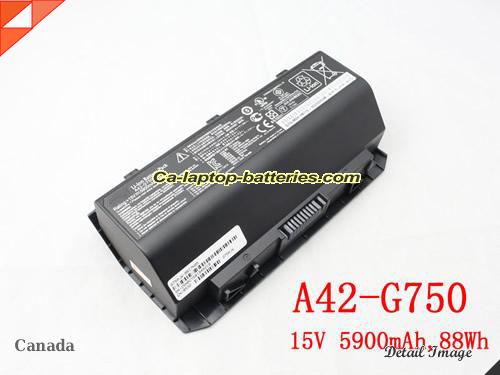 Genuine ASUS A42G750 Laptop Computer Battery A42-G750 Li-ion 5900mAh, 88Wh Black In Canada 