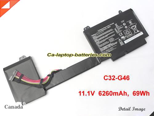 Genuine ASUS C32-G46 Laptop Computer Battery G46EI363VM Li-ion 6260mAh, 69Wh Black In Canada 