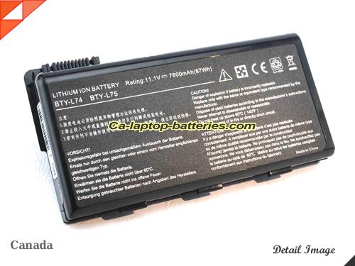 Replacement MSI 957-173XXP-102 Laptop Computer Battery MS-1682 Li-ion 7800mAh Black In Canada 