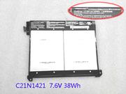 Original ASUS C21N1421 battery 7.6V 5000mAh, 38Wh  Black