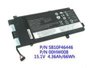 Original LENOVO 00HW008 battery 15.2V 4400mAh, 66Wh  Black