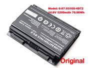 Original CLEVO 6-87-X510S-4D73 battery 14.8V 5200mAh, 76.96Wh  Black
