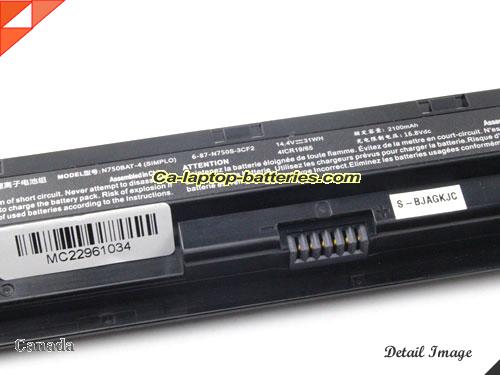  image 4 of 6-87-N750S-3CF1 Battery, Canada Li-ion Rechargeable 2100mAh, 31Wh  CLEVO 6-87-N750S-3CF1 Batteries