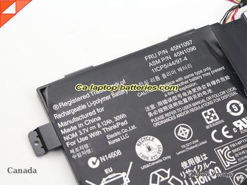  image 5 of 45N1098 Battery, Canada Li-ion Rechargeable 30Wh, 8.12Ah LENOVO 45N1098 Batteries