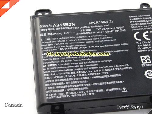  image 4 of AS15B3N Battery, Canada Li-ion Rechargeable 6000mAh, 88.8Wh  ACER AS15B3N Batteries