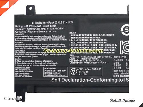  image 2 of B31N1429 Battery, Canada Li-ion Rechargeable 4110mAh, 48Wh  ASUS B31N1429 Batteries
