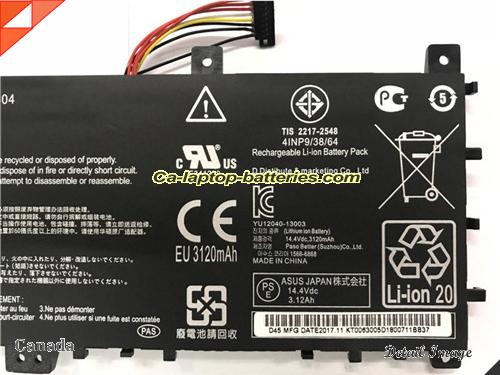  image 3 of Genuine ASUS S451LA Battery For laptop 3194mAh, 46Wh , 14.4V, Black , Li-ion